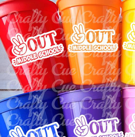 MIDDLE SCHOOL GRADUATION Cups - Peace Out Middle School Graduation Cups Middle School Graduation Party Graduation 2025 Party Favors - Image 2