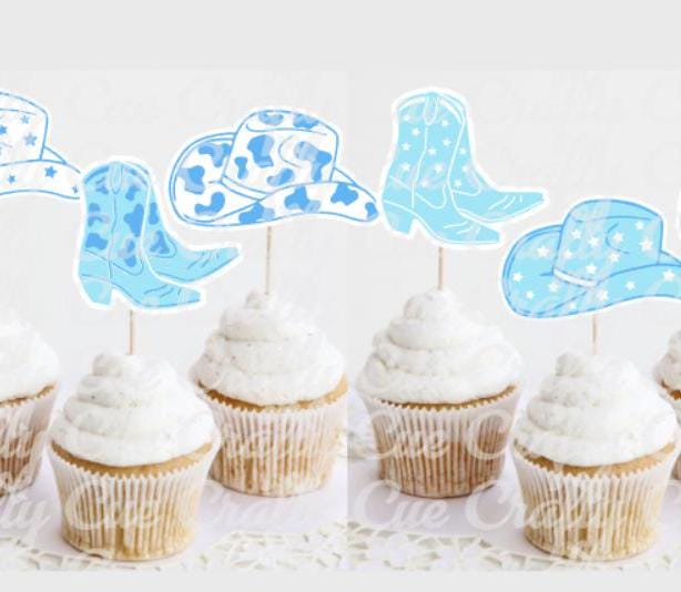 Cowboy Cupcake Toppers, Boot Cupcake Toppers, Cowboy Boot Party Decorations, Cowboy Birthday party, Cowboy Baby Shower Cupcake Toppers - Image 2