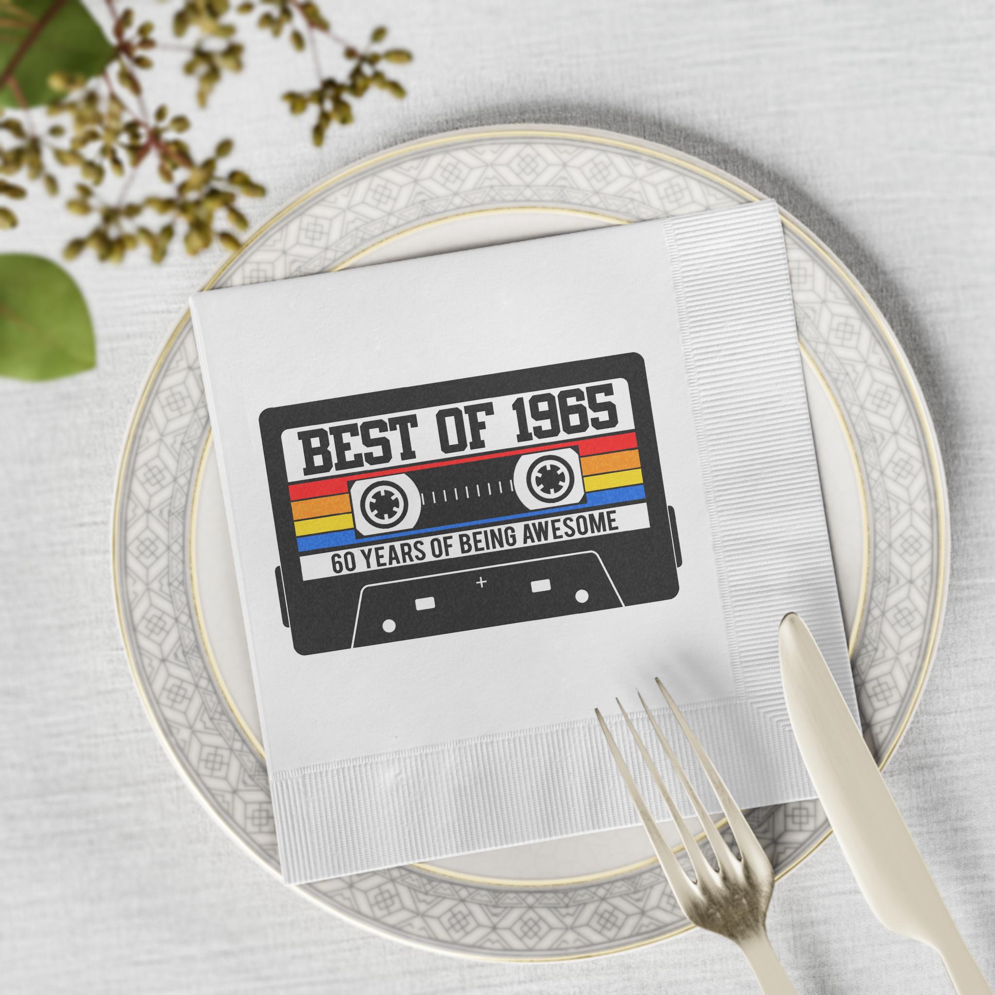1965 Cassette Tape Napkins 1965 PARTY NAPKINS 1965 Birthday Napkins 1965 Cocktail Napkins 1965 Birthday Decoration 60th Birthday Napkins - Image 4