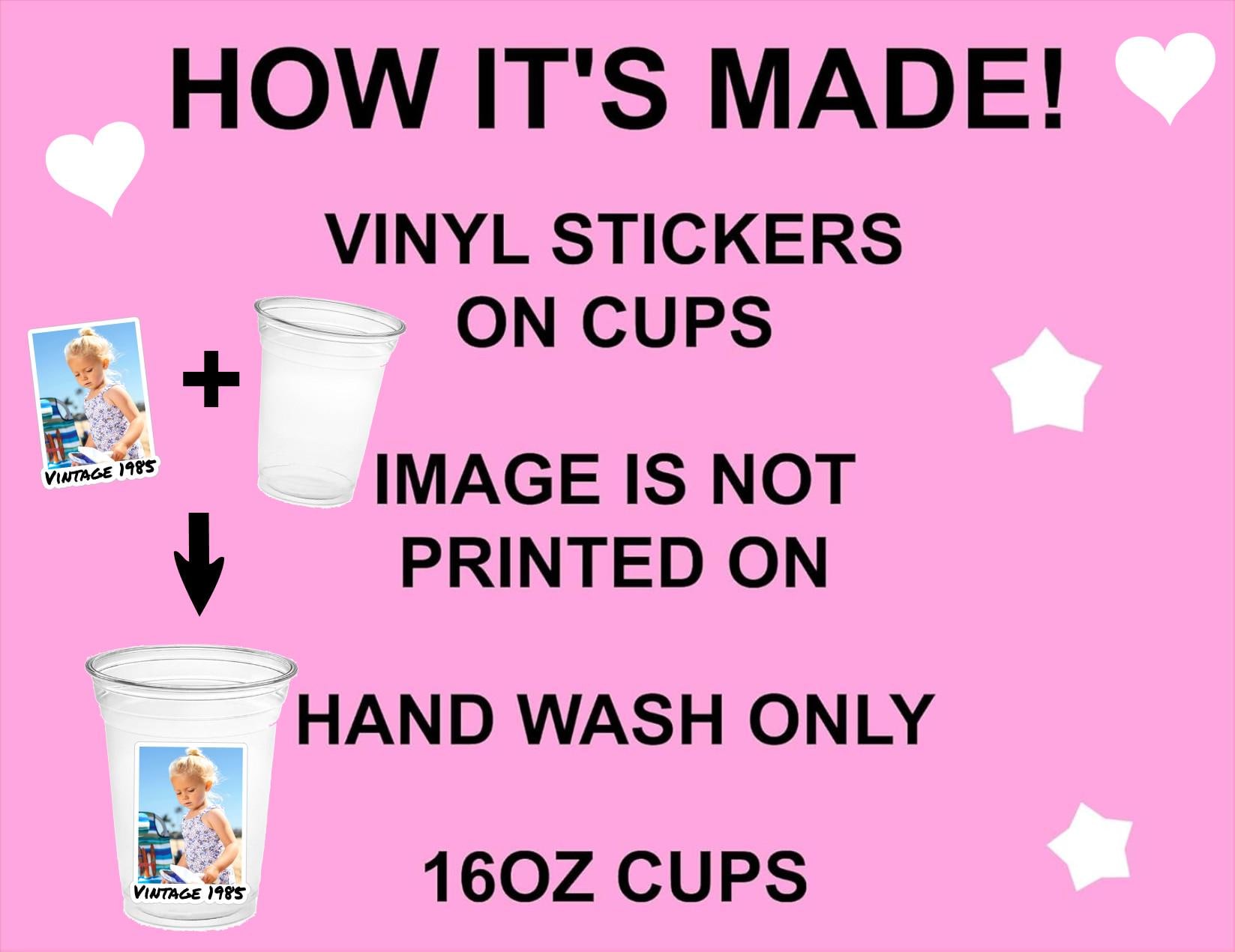 Custom Photo Cups 16oz – Personalized Plastic Party Cups with Text & Picture – Birthday Cups, Event Favors, Vintage Est. Year, Face on Cup - Image 5