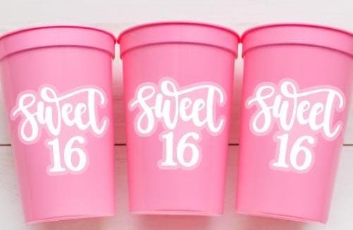 SWEET 16 PARTY Cups - Reuseable Sweet Sixteen Party Cups Sweet 16 Party Cups Sweet 16 Party Favors Sweet 16 Party Favors 16th Birthday Party - Image 2