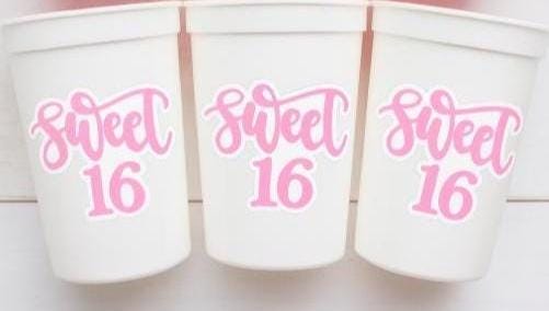 SWEET 16 PARTY Cups - Reuseable Sweet Sixteen Party Cups Sweet 16 Party Cups Sweet 16 Party Favors Sweet 16 Party Favors 16th Birthday Party - Image 3