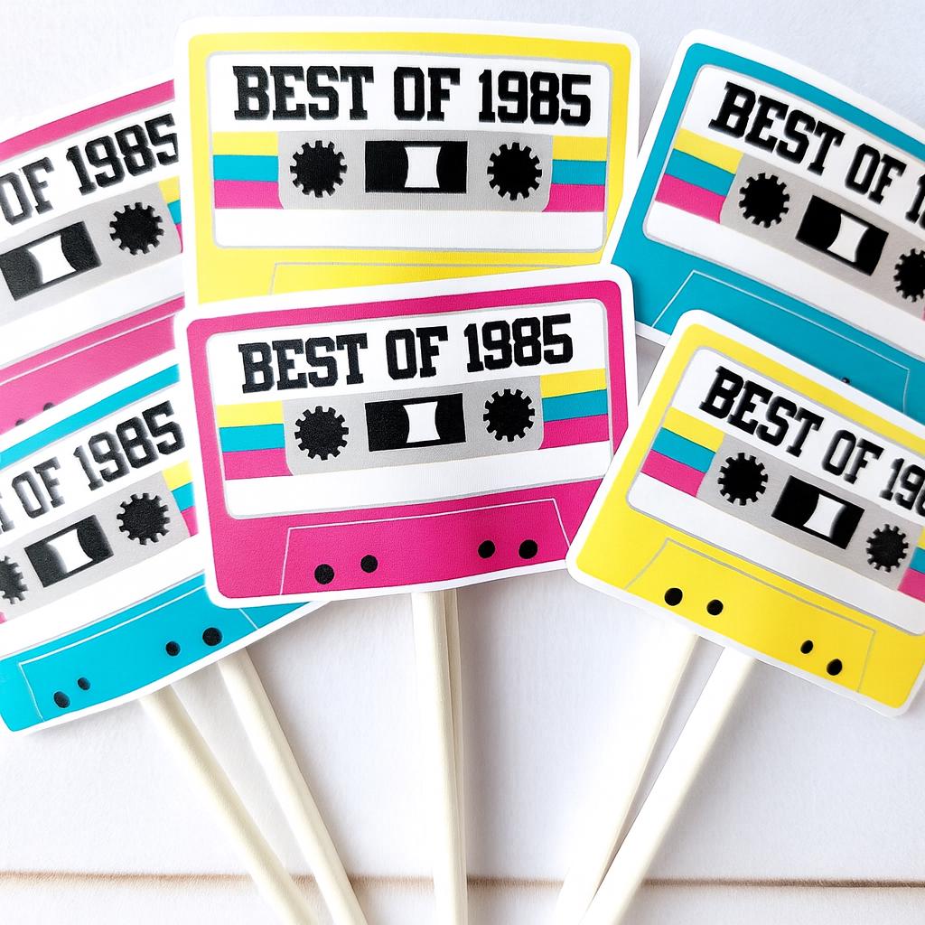 40th Birthday Party Cupcake Toppers - Cassette 40th Birthday Cupcake Toppers Best of 1985 Birthday Vintage 40th Birthday 40th Birthday Party - Image 2