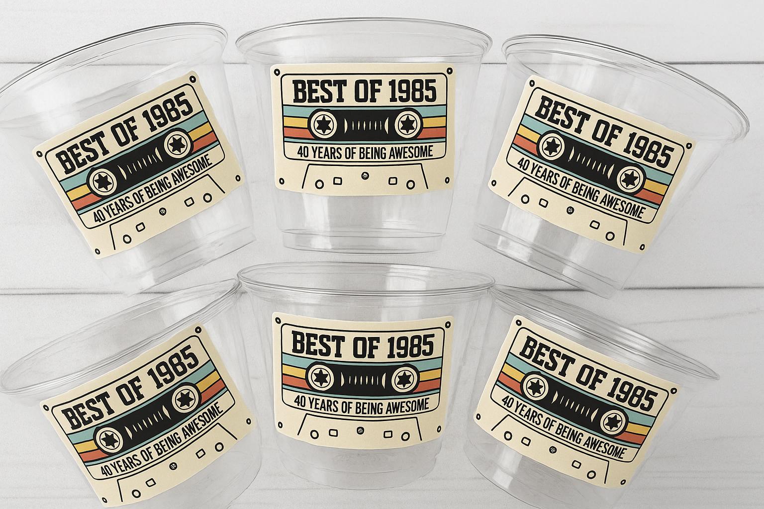 40th PARTY CUPS - Best of 1985 40th Birthday Party 40th Birthday Favors 40th Party Cups 40th Party Decoration 1985 Birthday Party Tan - Image 2