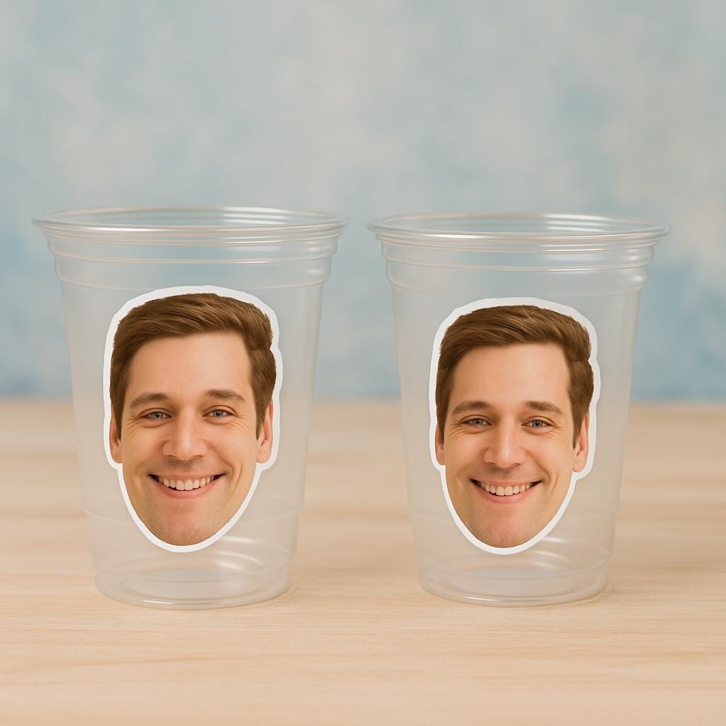 Groom Face Plastic Cups, Groom Face Cups, Groom Face Bachelorette Party, Groom Face Decorations, Groom Face Party Favors, Groom Face Party - Image 2
