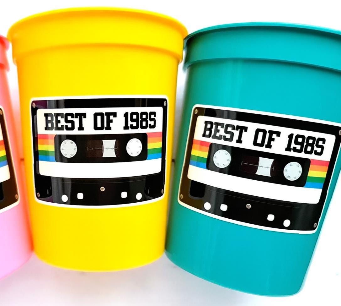 40th PARTY CUPS - Best of 1985 40th Birthday Party 40th Birthday Favors 40th Party Cups 40th Party Decorations 1985 Birthday 80's Party Cups - Image 3