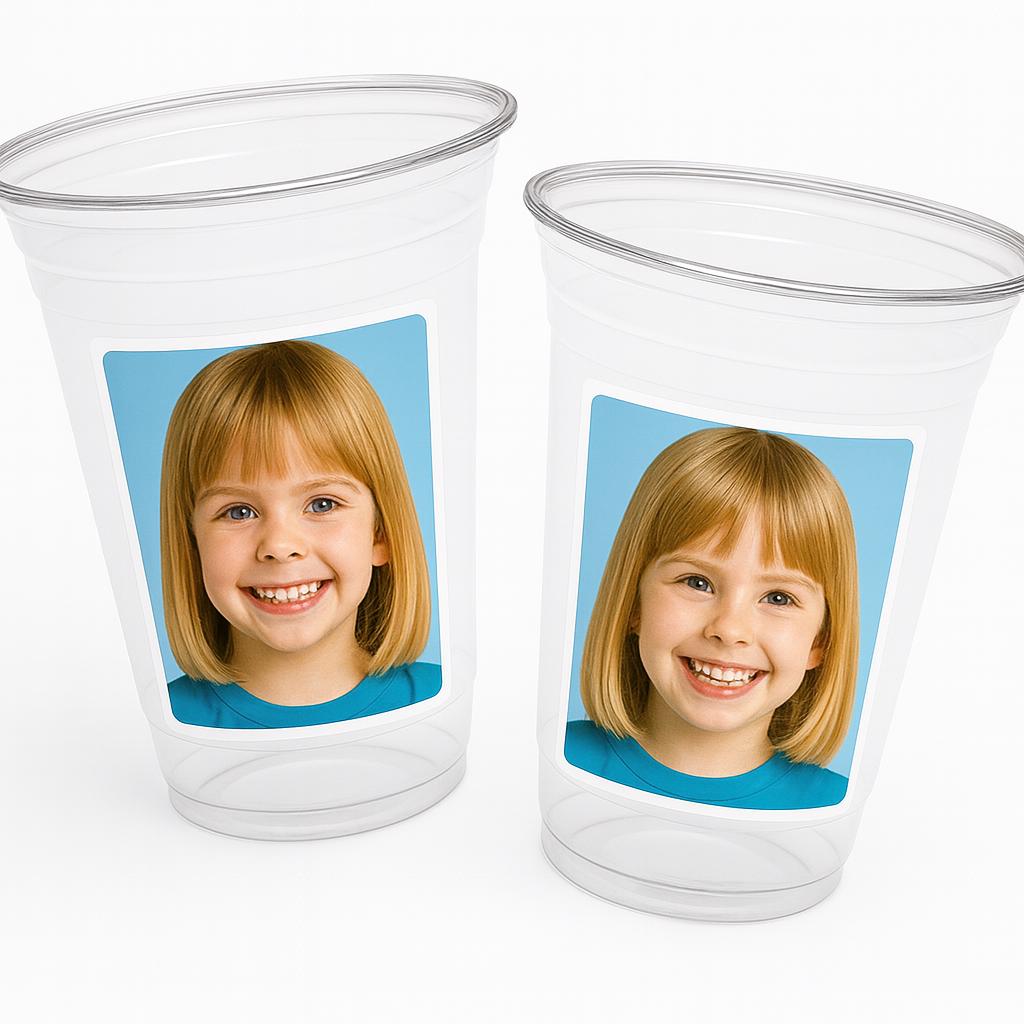 Personalized Photo Plastic Party Cups – Custom 16oz Clear Cup with Your Image, Birthday Cups, Event Cups, Party Favors, Picture Photo Cups - Image 3