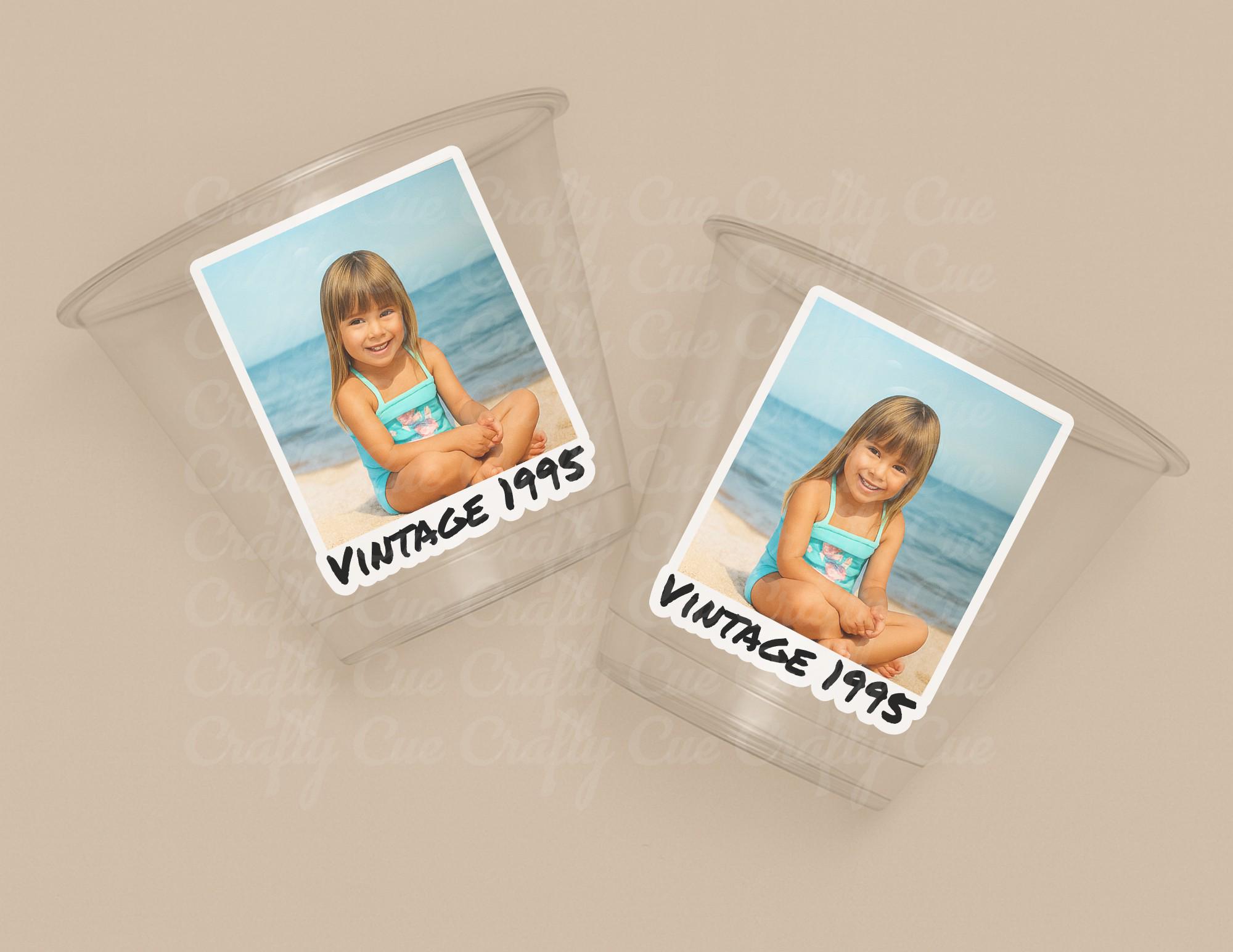 Custom Photo Wine Cups 9oz Personalized Plastic Cups with Text for Parties Events Birthday Supplies Decorations Vintage Est Year Face Cups - Image 2