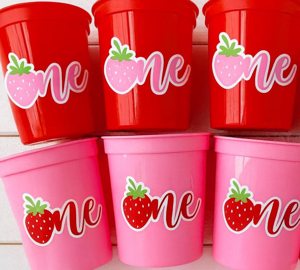 STRAWBERRY PARTY CUPS -Strawberry Birthday Cups Strawberry Cups First Birthday Strawberry Party Decorations Strawberry Berry Sweet One Cups - Image 2