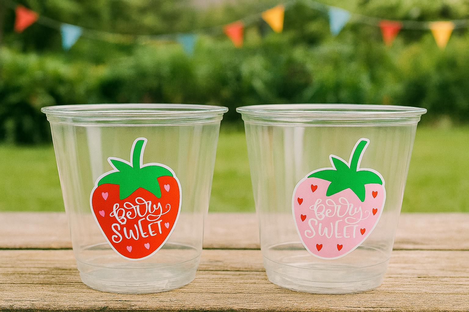 STRAWBERRY PARTY CUPS Strawberry Birthday Cups Strawberry Cup First Birthday Strawberry Party Decorations Strawberry Baby Shower Berry Sweet - Image 3