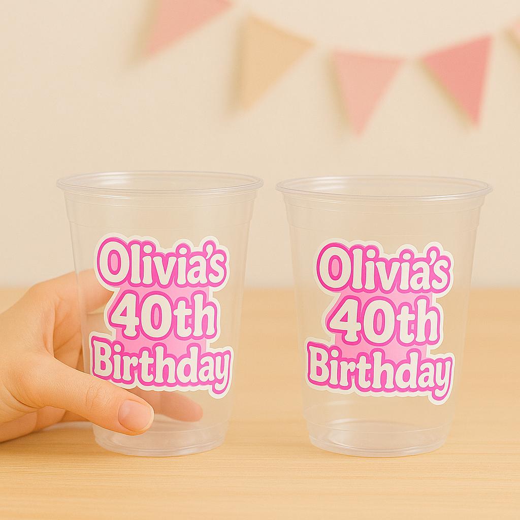 Custom Plastic Party Cups, Personalized Birthday Party Cups, Custom Text Party Cups, Custom Party Decorations,Birthday, Custom plastic cups - Image 3