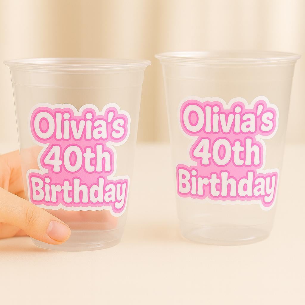 Custom Plastic Party Cups, Personalized Birthday Party Cups, Custom Text Party Cups, Custom Party Decorations,Birthday, Custom plastic cups - Image 2