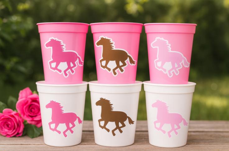 HORSE PARTY CUPS Horse Cups Horse Party Decorations Horse Baby Shower Horse Party Favors Derby Cowgirl Baby Shower Equestrian Party Cups - Image 2