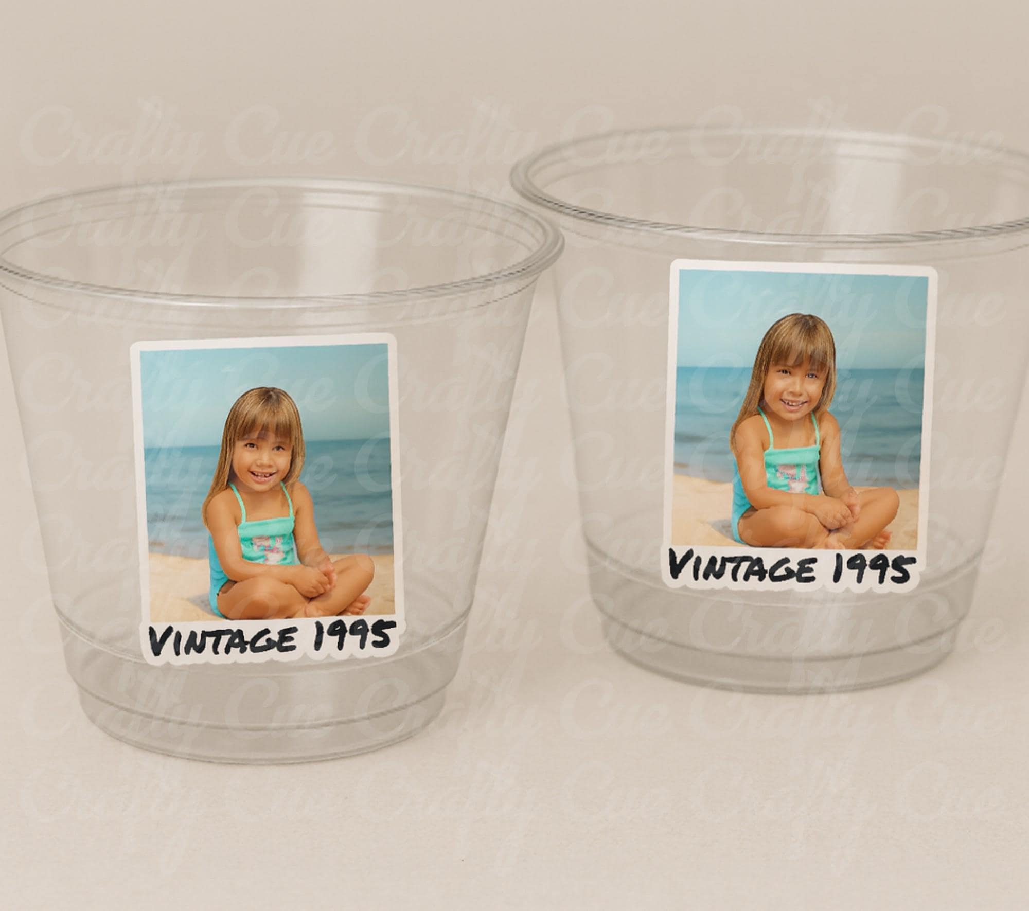 Custom Photo Wine Cups 9oz Personalized Plastic Cups with Text for Parties Events Birthday Supplies Decorations Vintage Est Year Face Cups - Image 2