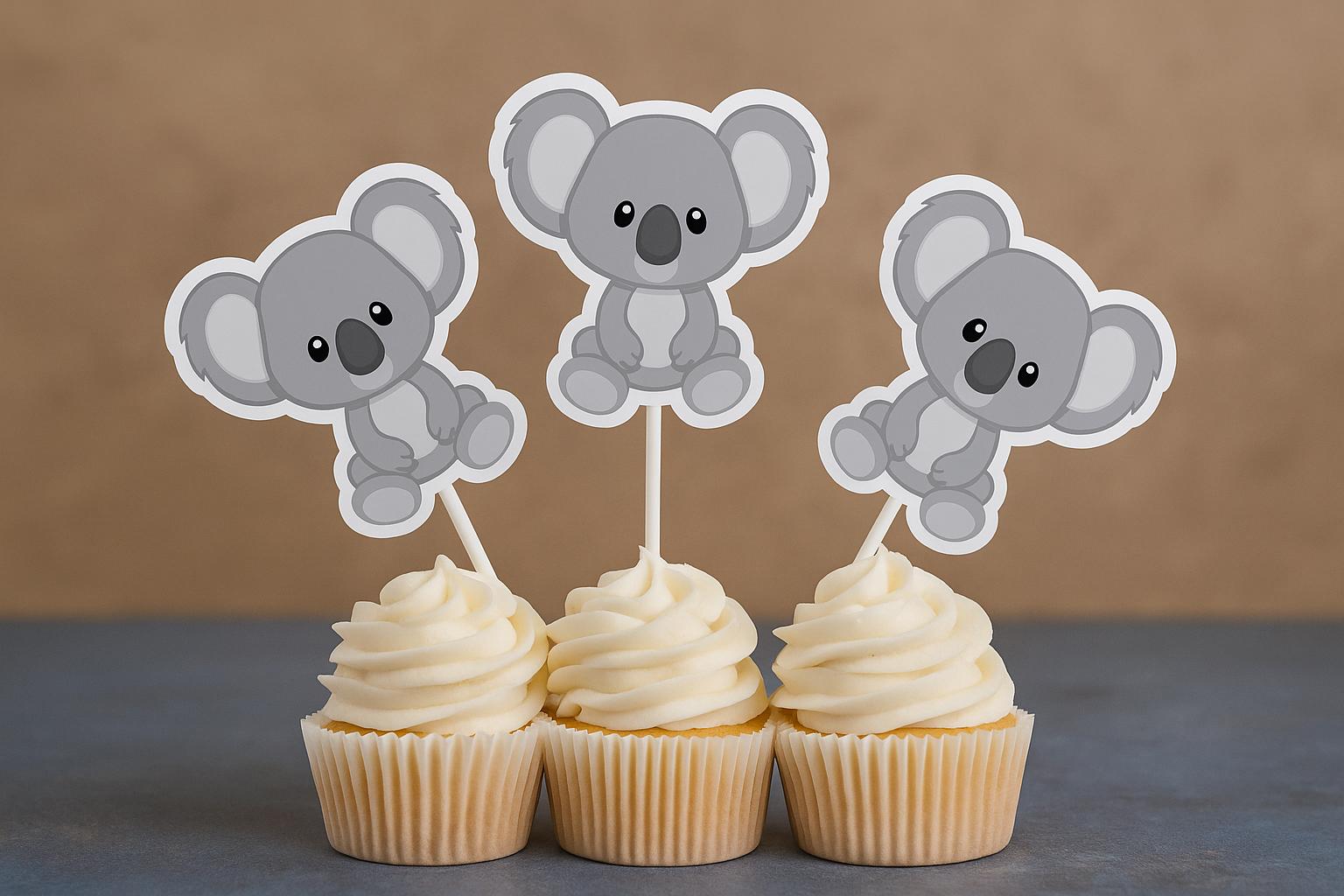 Koala Bear Cupcake Toppers, Koala Bear Cake Toppers, Koala Baby Shower, Koala Cupake Picks, Koala Party Decorations, Koala Birthday Party - Image 3