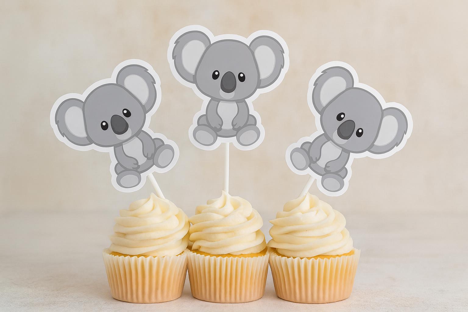Koala Bear Cupcake Toppers, Koala Bear Cake Toppers, Koala Baby Shower, Koala Cupake Picks, Koala Party Decorations, Koala Birthday Party - Image 2