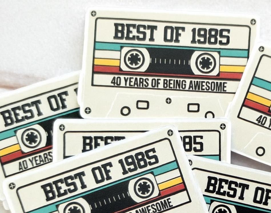 40th Birthday Party Cupcake Toppers Tan Cassette 40th Birthday Cupcake Toppers Best of 1985 Birthday Vintage 1985 Party 40th Birthday Party - Image 2