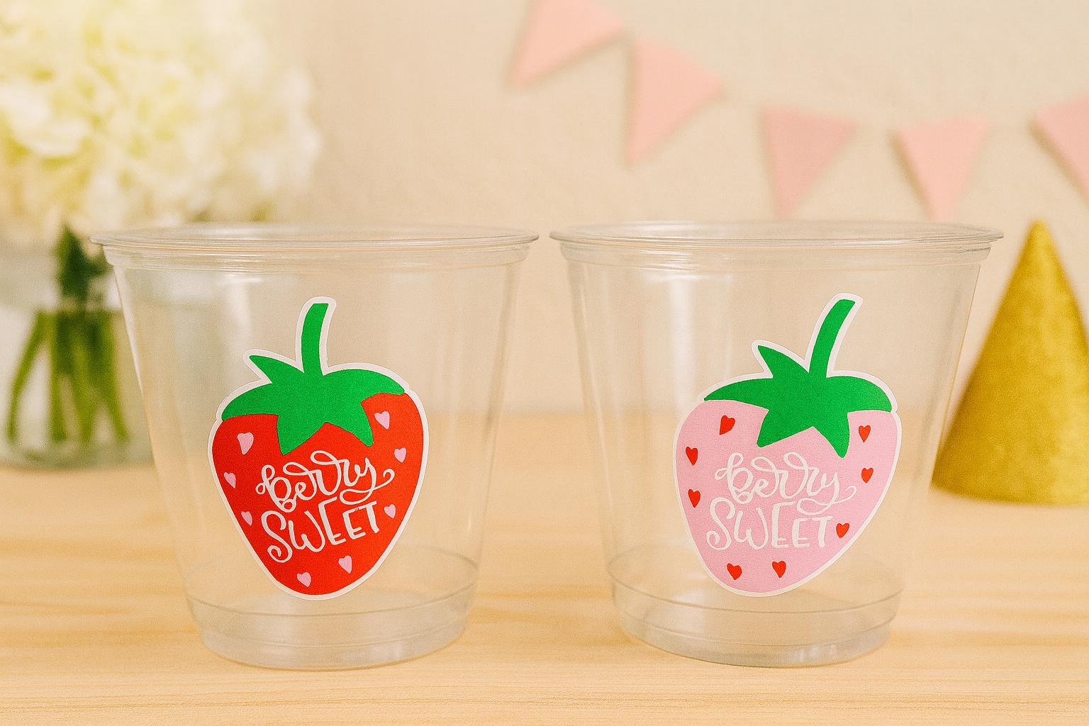 STRAWBERRY PARTY CUPS Strawberry Birthday Cups Strawberry Cup First Birthday Strawberry Party Decorations Strawberry Baby Shower Berry Sweet - Image 2