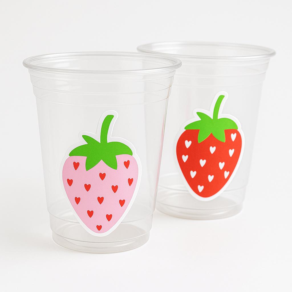 STRAWBERRY PARTY CUPS - Strawberry Birthday Cups Strawberry Cups First Birthday Strawberry Party Decorations Strawberry Baby Shower Cups - Image 2