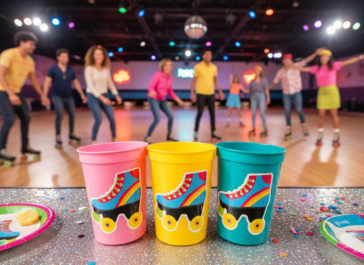 ROLLER SKATE PARTY Cups - Roller Skating Birthday Cups Skate Party Favors Skating Party Cups Roller Skating Birthday 80's Birthday Party - Image 3