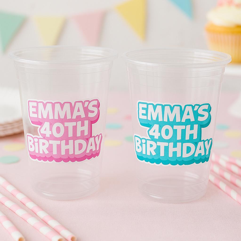 Custom Plastic Party Cups, Personalized Birthday Party Cups, Custom Text Party Cups, Custom Party Decorations,Birthday, Custom plastic cups - Image 2