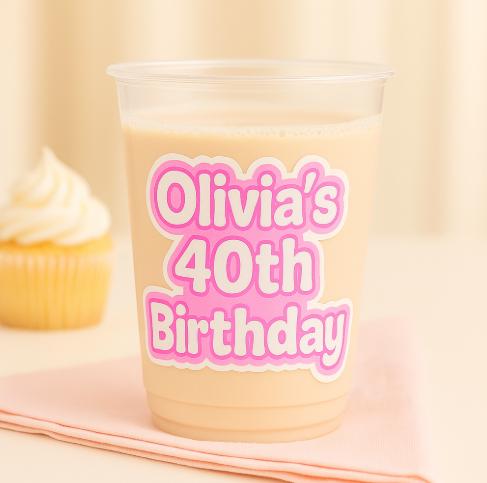 Custom Plastic Party Cups, Personalized Birthday Party Cups, Custom Text Party Cups, Custom Party Decorations,Birthday, Custom plastic cups - Image 4