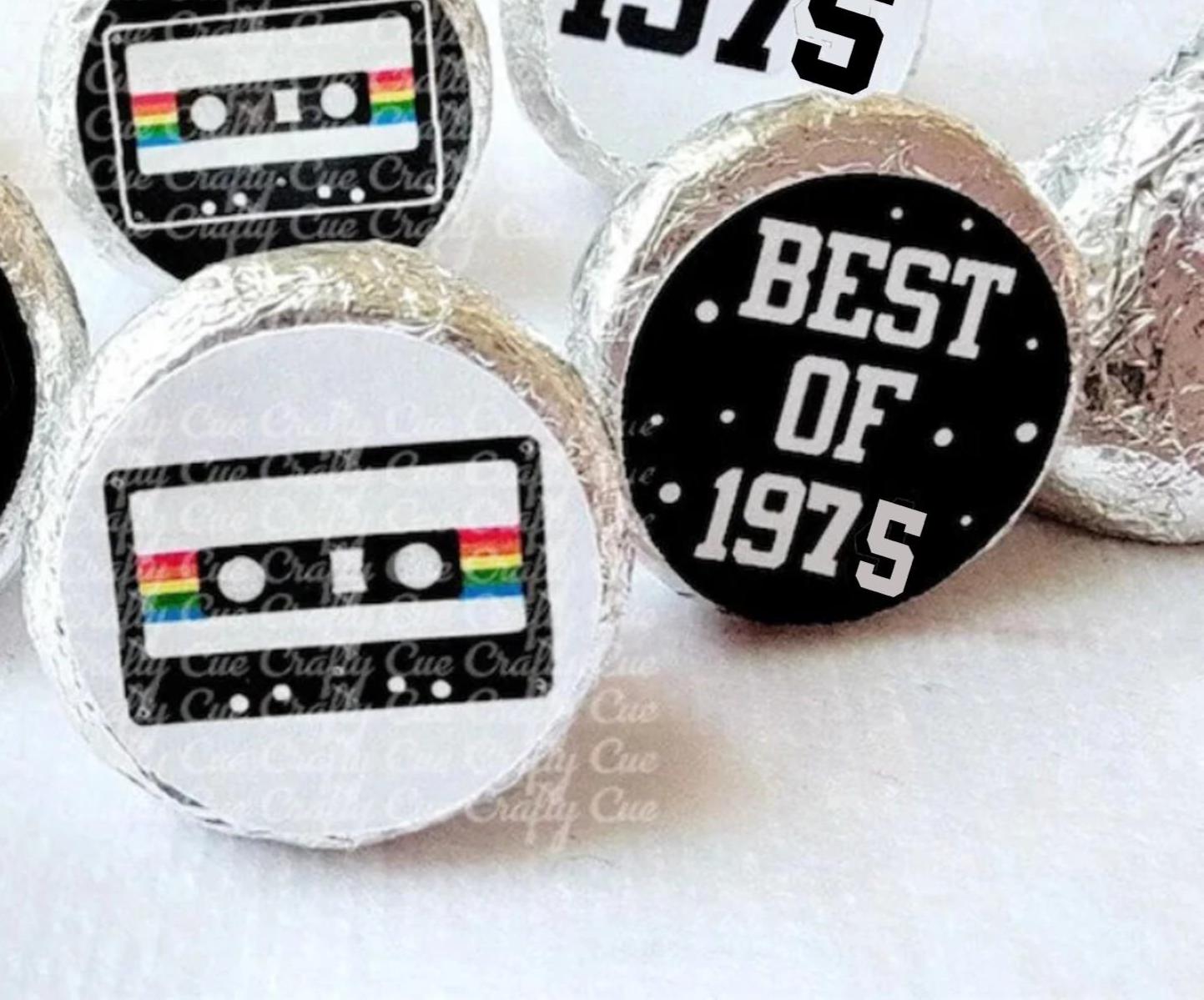 180 - 50th Birthday Cassette Tape Stickers 50th Birthday Party Favor Stickers for Candy Vintage 1975 40th Birthday Best of 1975 Birthday - Image 2