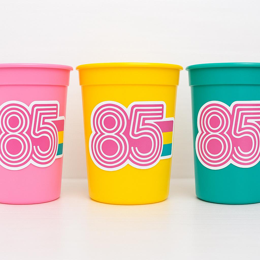 Retro 40th PARTY CUPS - Best of 1985 40th Birthday Party 40th Birthday Favors 40th Party Cups 40th Party Decorations 1985 Birthday 80's Cups - Image 2