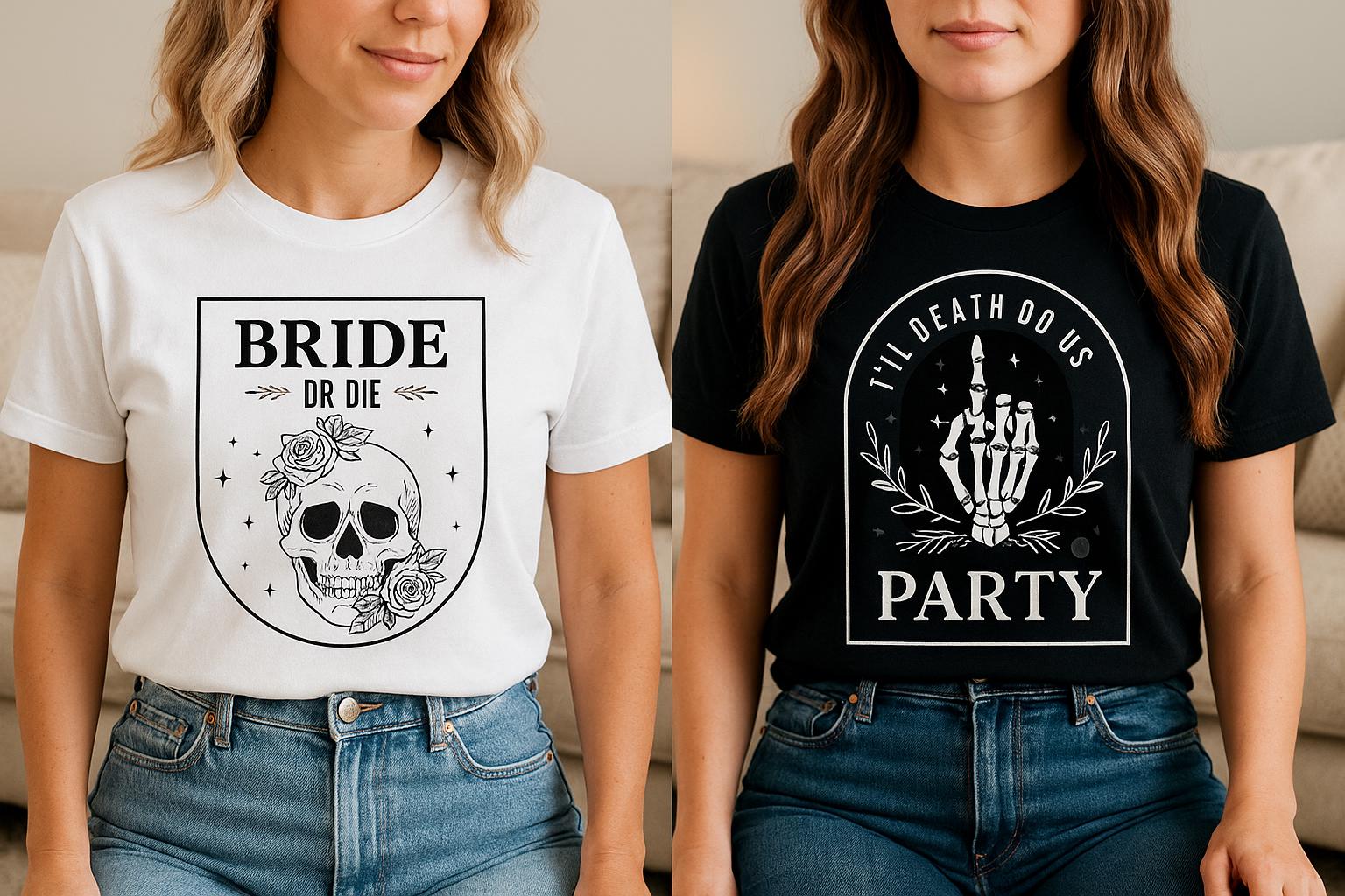 Bride or Die Shirt, Bride or Die Bachelorette Party Shirts, Til Death Do us Party, Funny Bridal Party Shirts, Halloween Bachelorette Shirts - Image 2