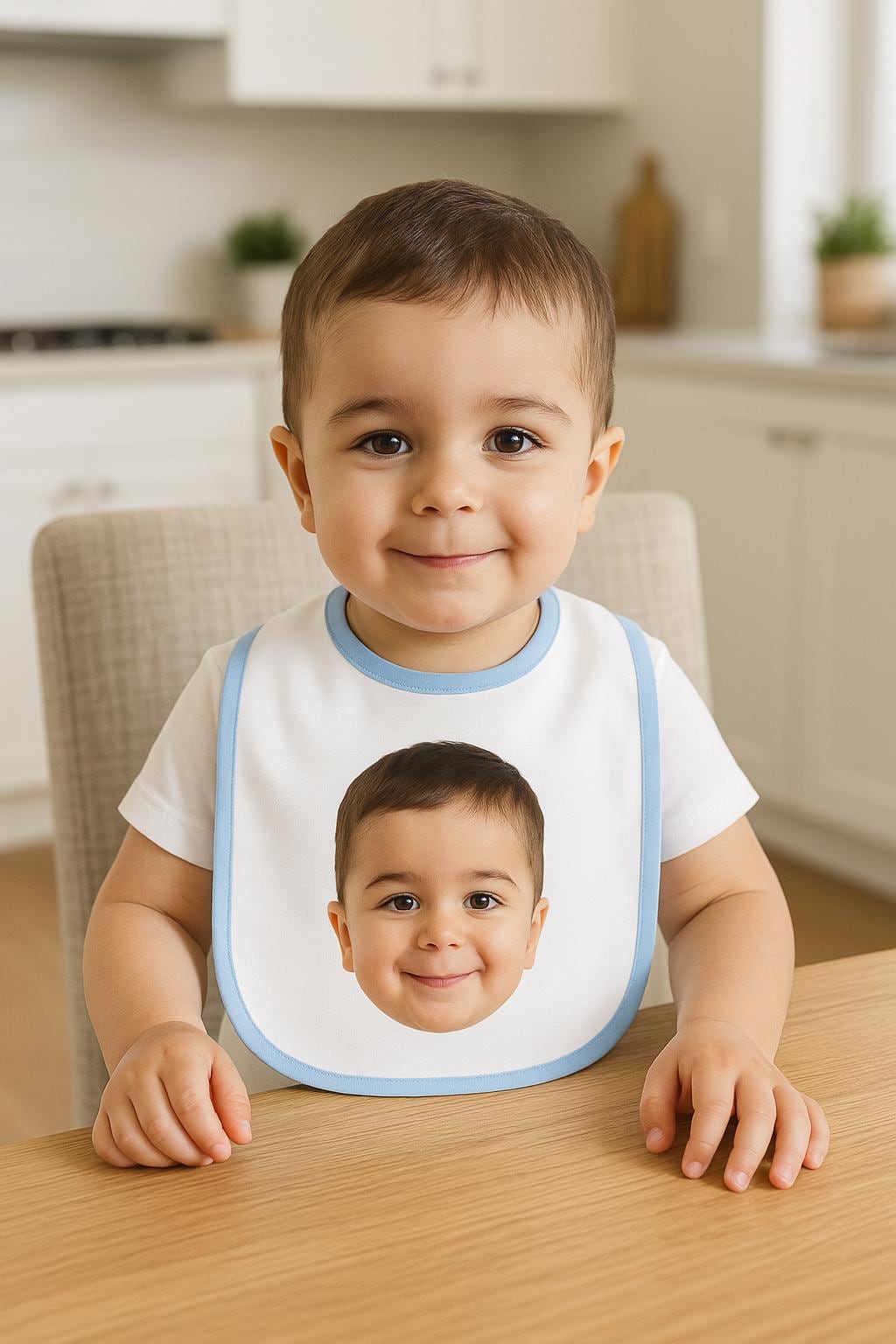 Custom Photo Baby Bib, Personalized Baby Bib with Face, Funny Baby Shower Gift, Custom Picture Infant Bib, Baby Birthday Outfit, Picture Bib - Image 2