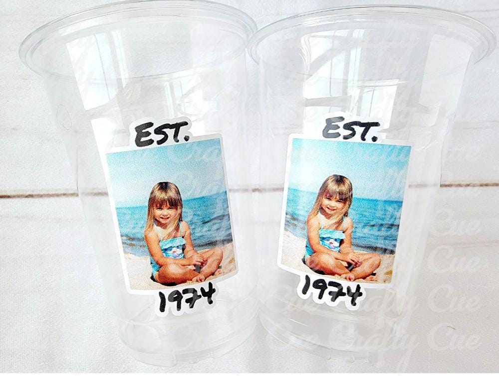Est 1995 Custom Plastic Party Cups Personalized Birthday Custom Face Party Decorations Personalized 30th Birthday Cups Vintage 30th Cup 1995 - Image 3