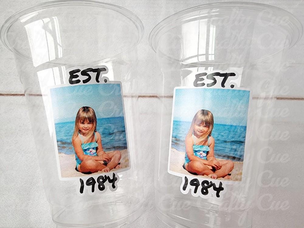 Est 1995 Custom Plastic Party Cups Personalized Birthday Custom Face Party Decorations Personalized 30th Birthday Cups Vintage 30th Cup 1995 - Image 2