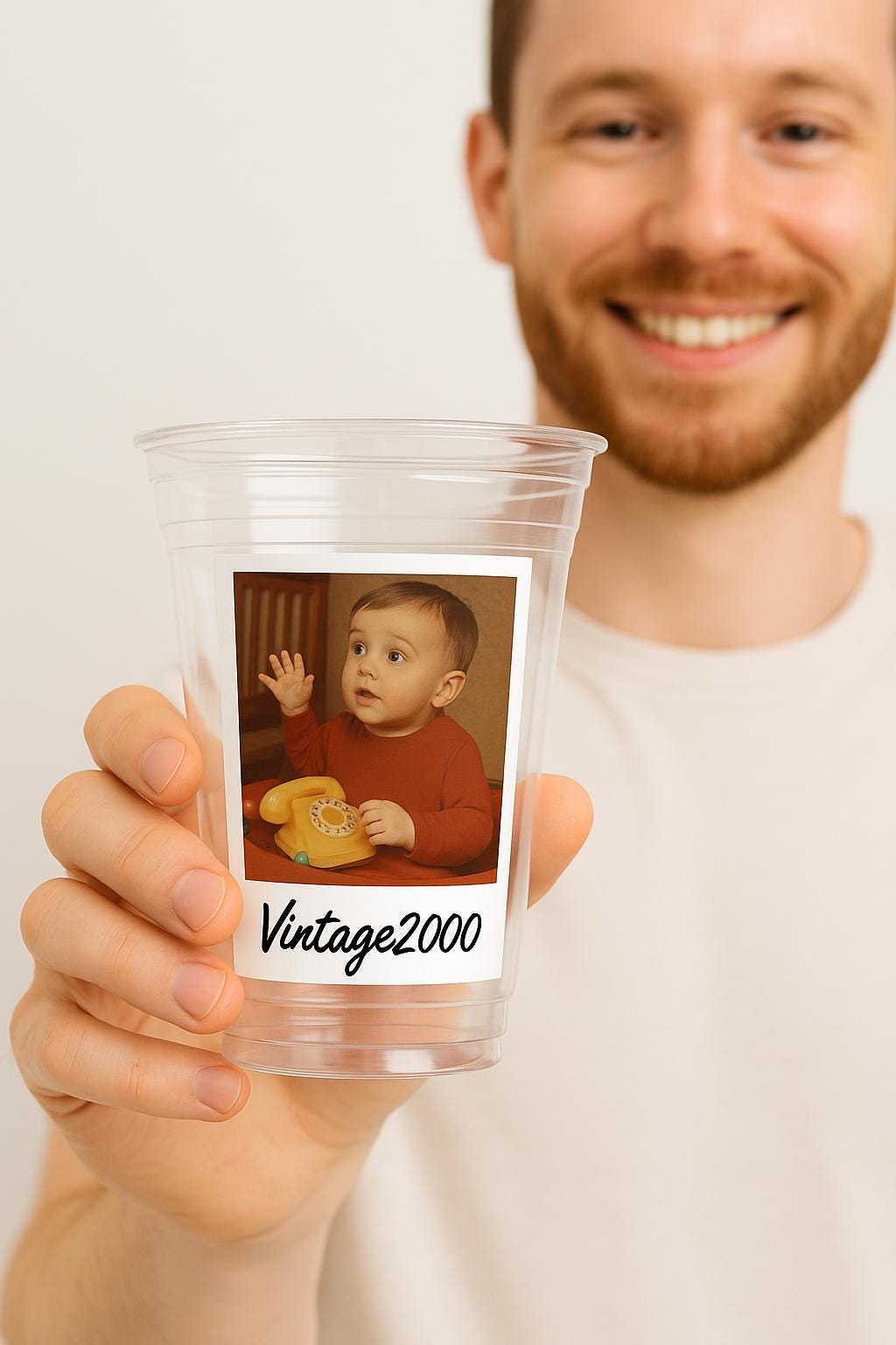 Custom Photo Party Cups 16oz Personalized Plastic Cups with Text for Parties Events Birthday Supplies Decorations Vintage Est Year Face Cups - Image 4