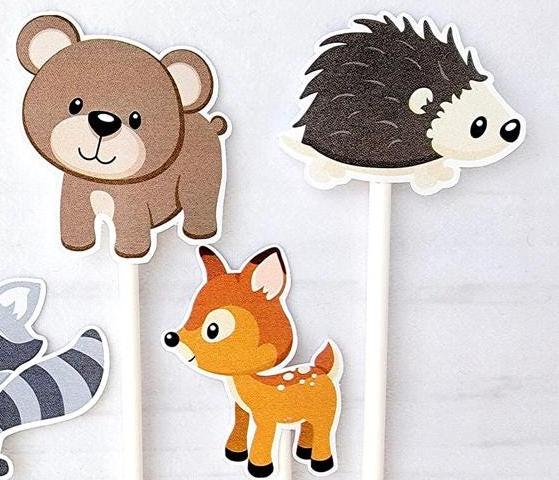 Woodland Animal Cupcake Toppers, Woodland Cupcake Toppers, Forest Animals, Bear, Squirrel, Fox, Raccoon, Porcupine, Deer (103171047P) - Image 3
