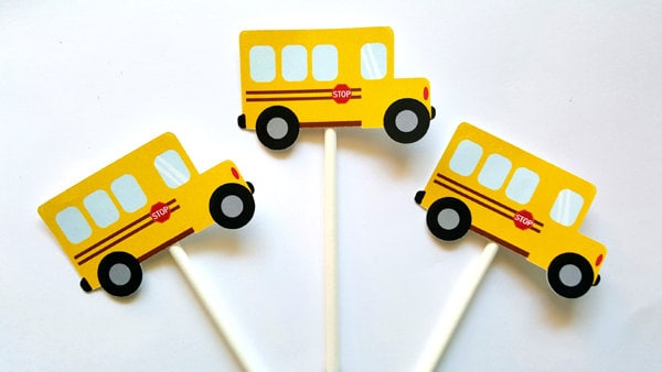 School Bus Cupcake Toppers School Bus Birthday School Bus Party School Bus Decorations School Bus Cake Toppers Bus Party School Bus Supplies - Image 2