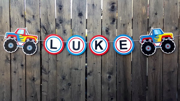 Monster Truck Banner, Monster Truck Birthday Banner - Monster Truck Party Banner - Monster Truck Sign - Image 3