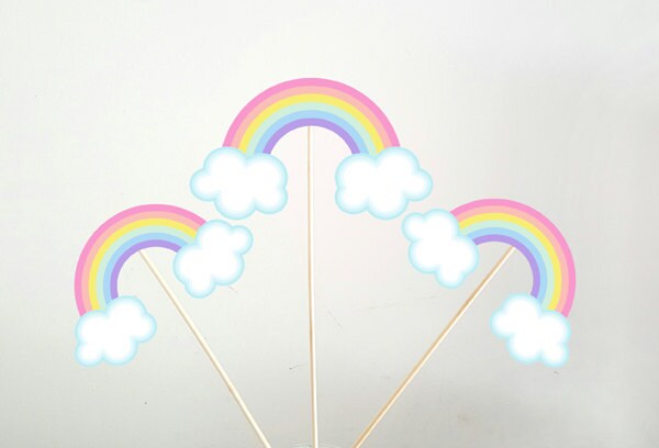 Rainbow Cupcake Toppers, Rainbow Baby Shower, Rainbow Birthday, Cupcake , Pastel Rainbow Cupcake Toppers - Image 2